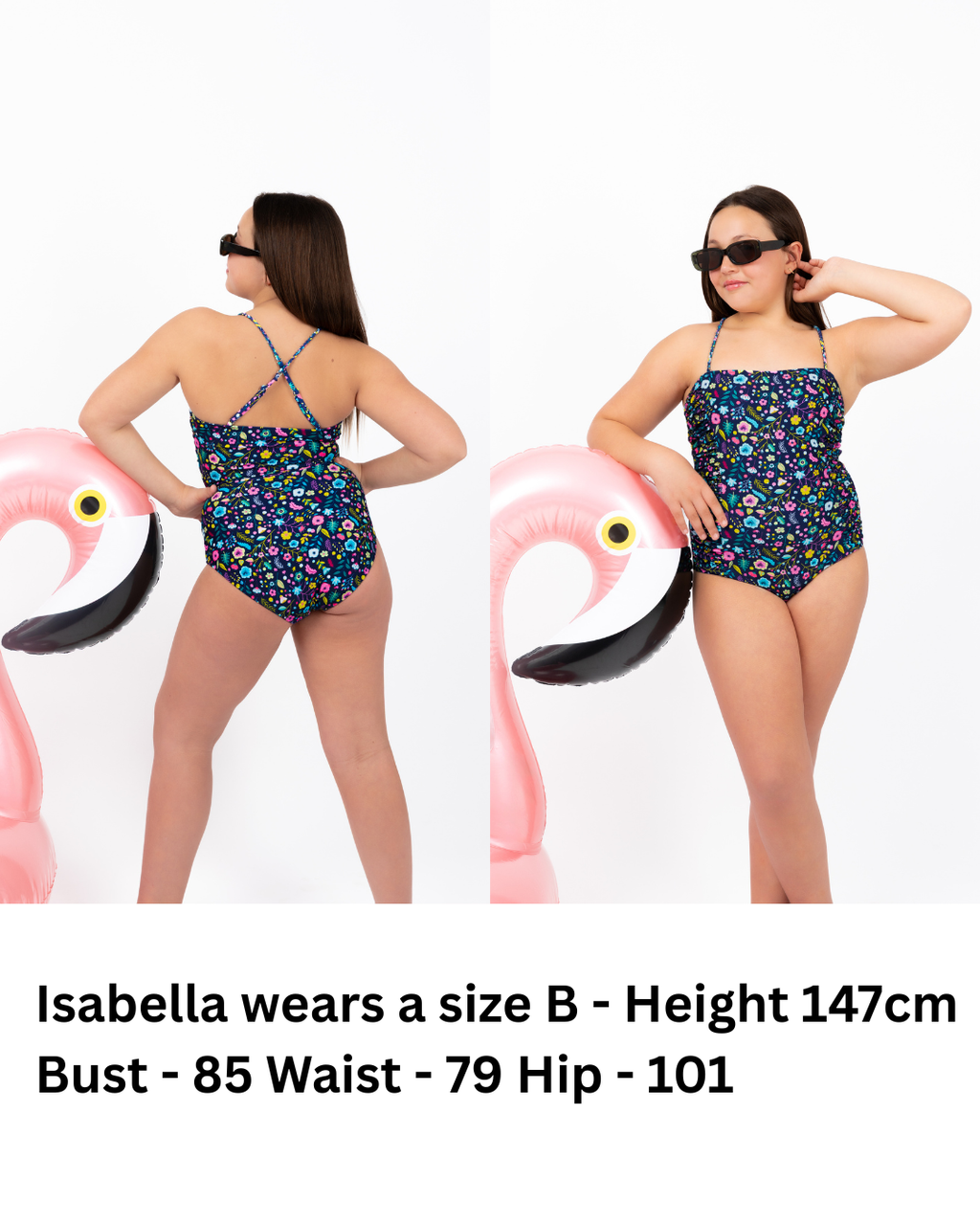 Coastal Bloom Teen Tween one-piece Swimsuit Swimwear with adjustable straps, ruched sides and age-appropriate coverage. Full Coverage bum.